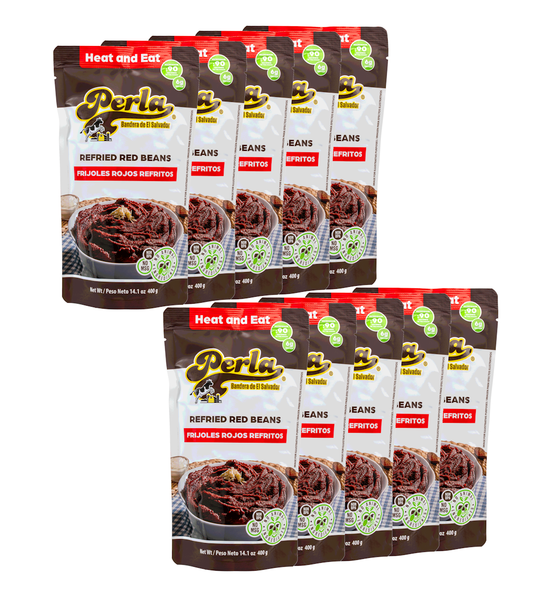 Perla Refried Red Beans (Frijoles Rojos Refritos) 14 oz- PACK OF 10