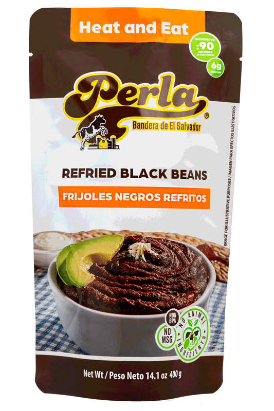 Perla Refried Black Beans (Frijoles Negros Refritos) 14oz, Case of 20