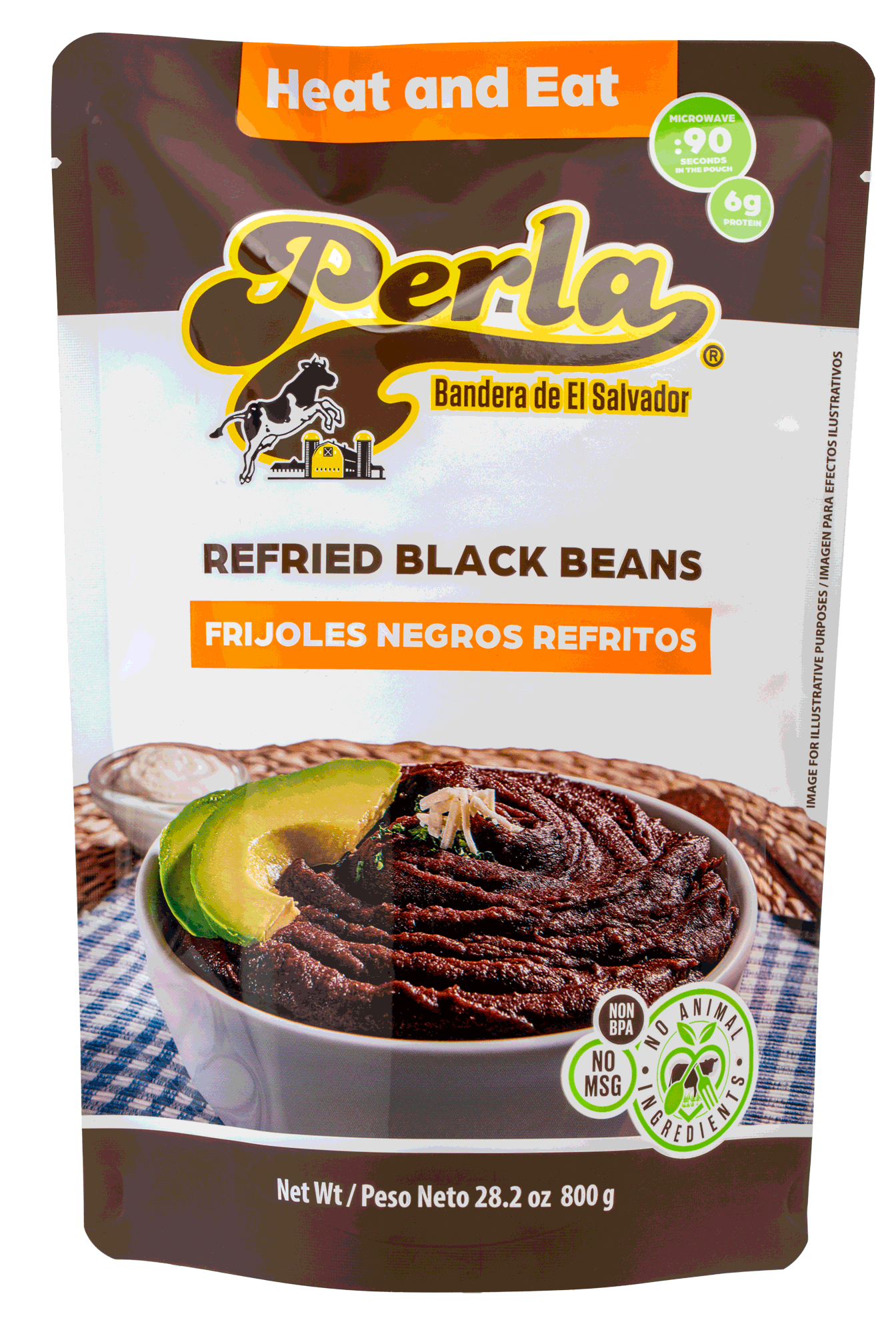 Perla Refried Black Beans (Frijoles Negros Refritos) 28.2 oz, Single Pouch