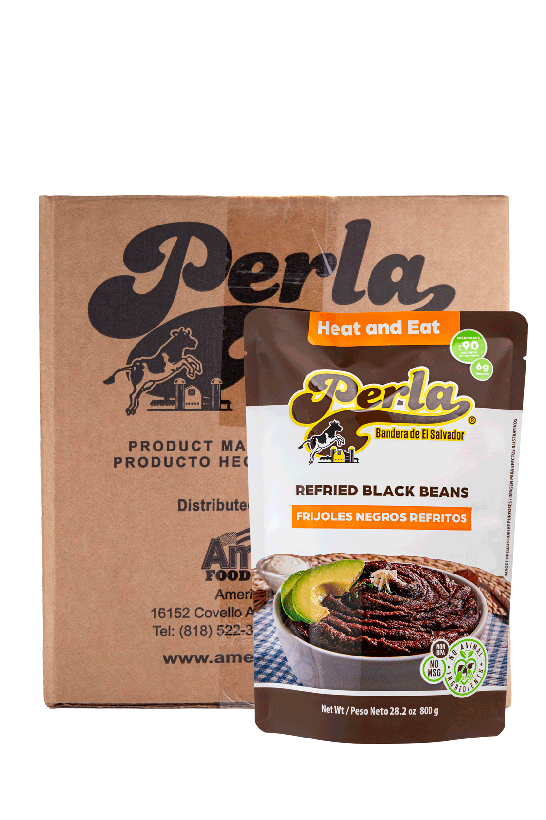 Perla Refried Black Beans (Frijoles Negros Refritos) 28.2 ounce, Case of 12