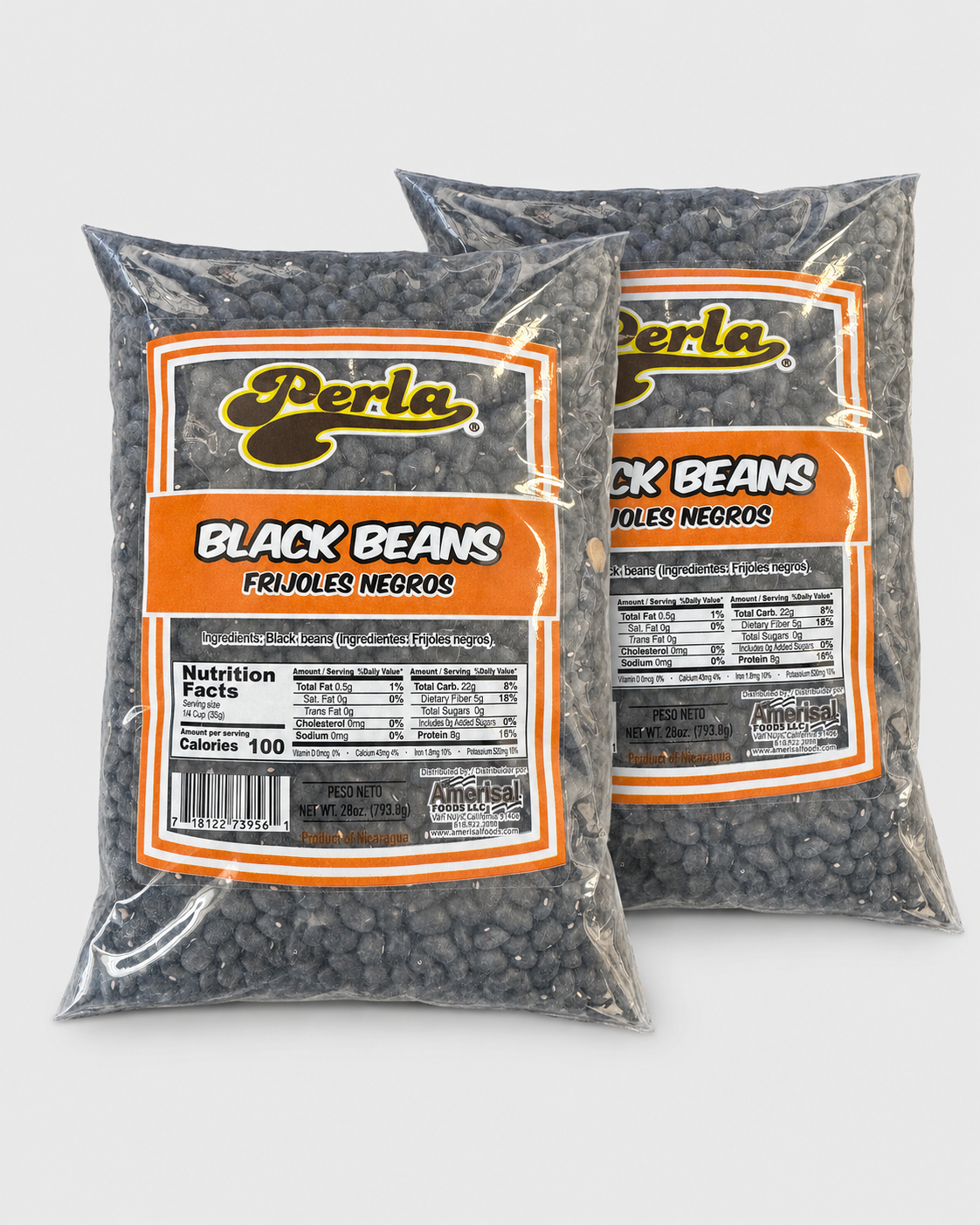 Perla Black Beans (Frijoles Negros) 28 oz, Pack of 2