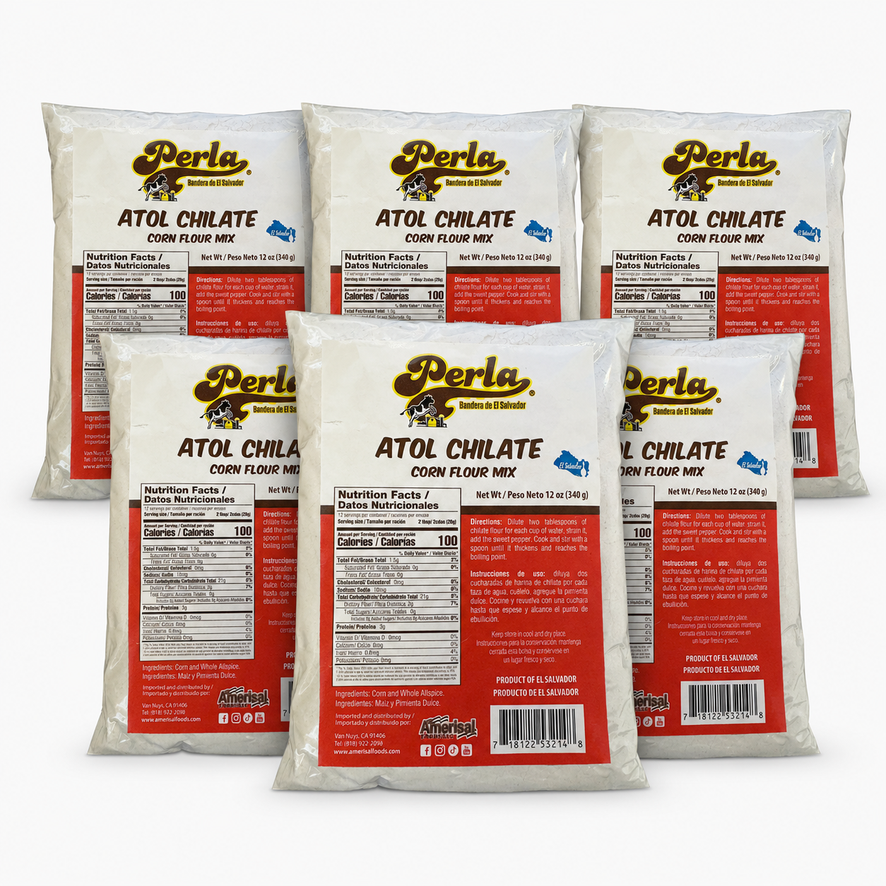 Perla Atol Chilate (Corn Flour Mix) - 12 oz, PACK OF 5