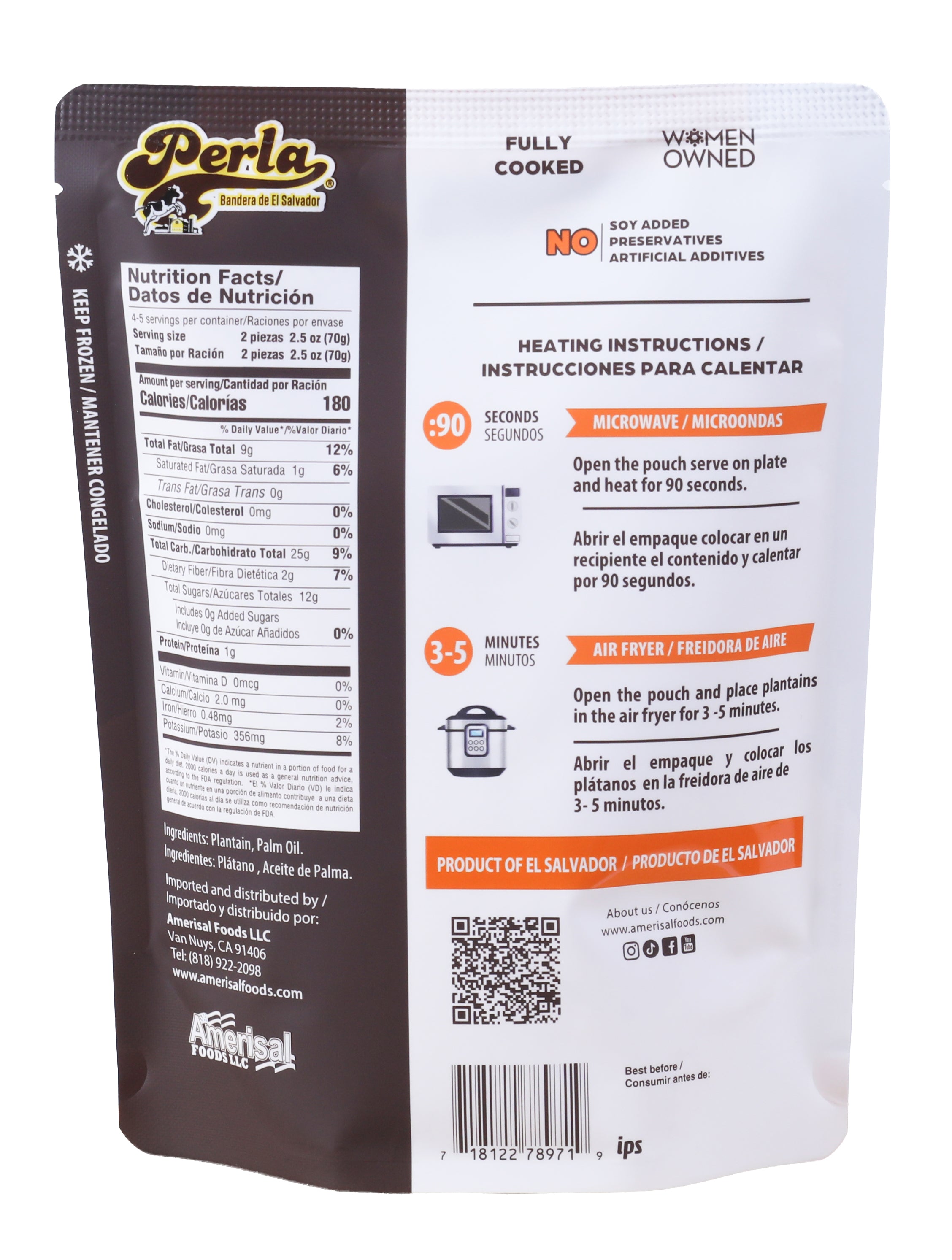 Perla Ripe Plantain Slices (Plantano Maduro Fritos) 11oz