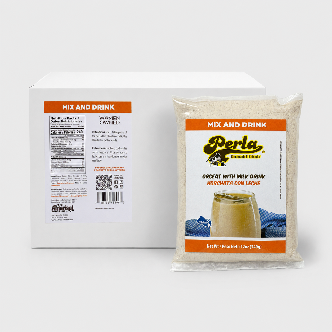 Perla Horchata Mix with Milk – 12 oz