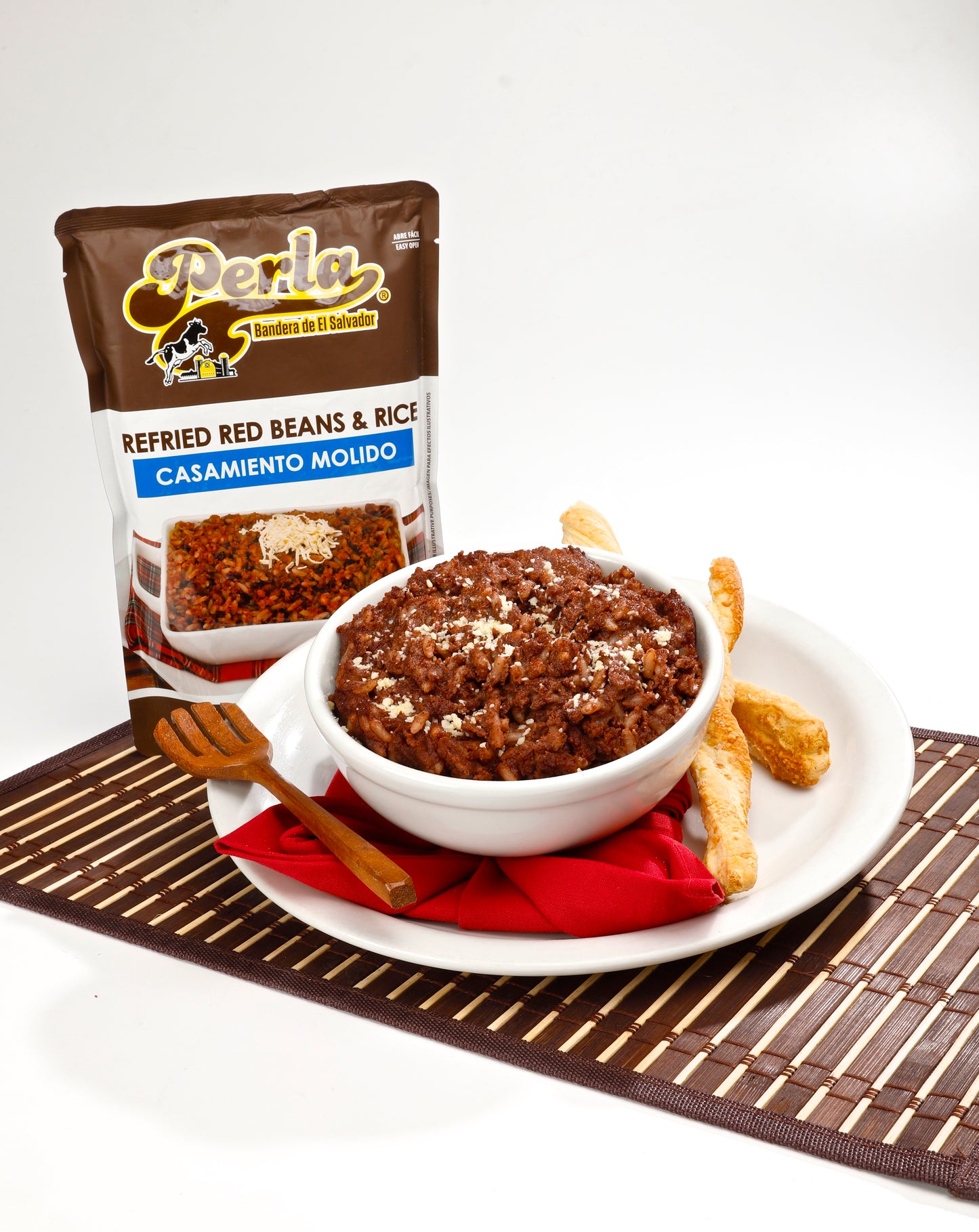 Perla Refried Red Beans & Rice (Casamiento Molido) 28 oz, Case of 12