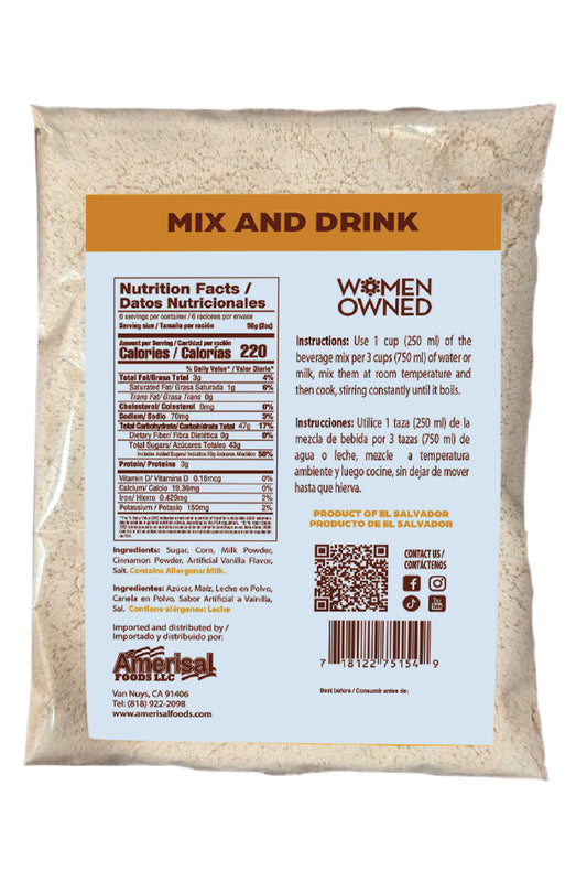 Perla Roasted Corn Drink Mix (Atol de Maiz Tostado) 12 oz, Single Pouch