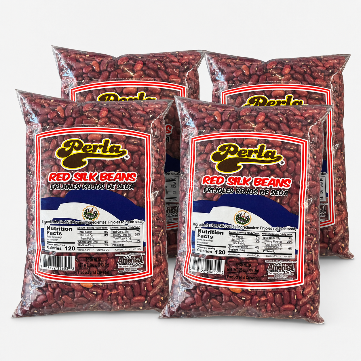 Perla Red Silk Beans (Frijoles Rojos de Seda) 28 oz, Pack of 4