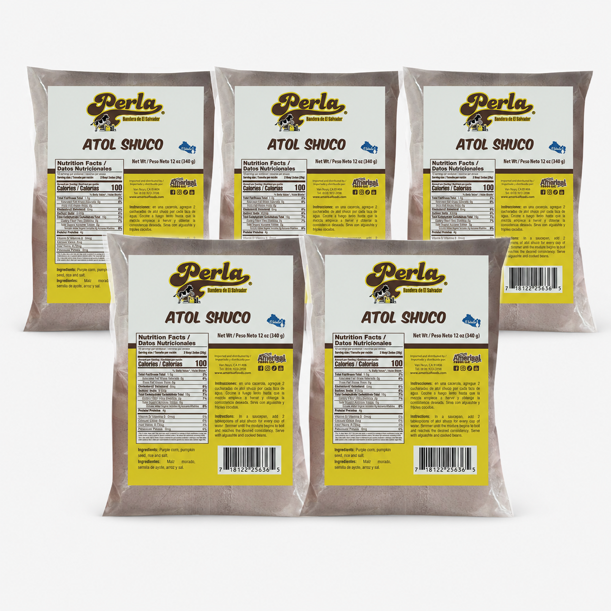 Perla Atol Shuco Drink Mix - 12 oz, Pack of 5