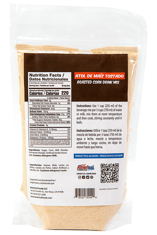 Perla Roasted Corn Drink Mix (Atol de Maiz Tostado) 12 oz, Single Pouch