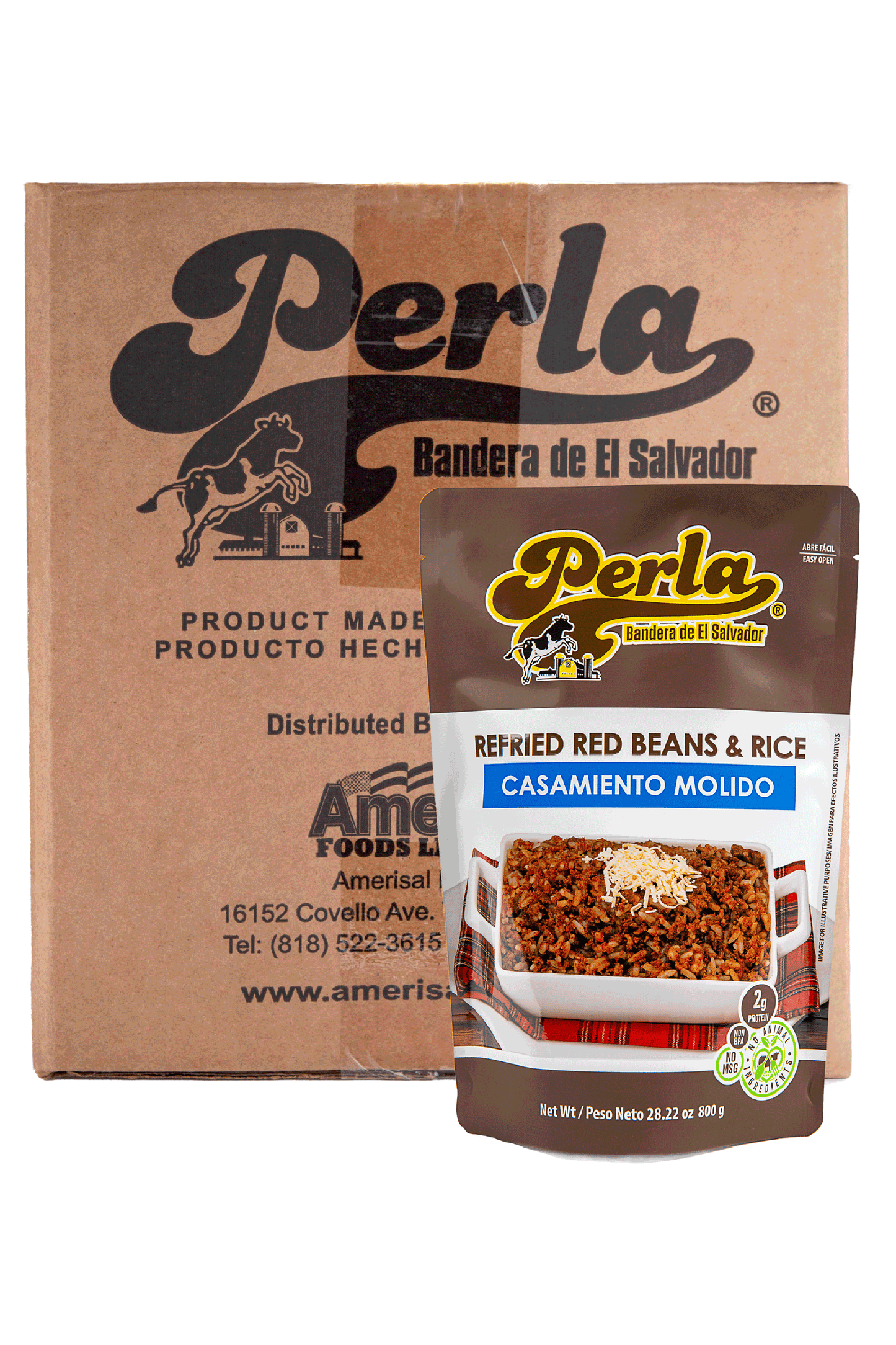 Perla Refried Red Beans & Rice (Casamiento Molido) 28 oz, Case of 12