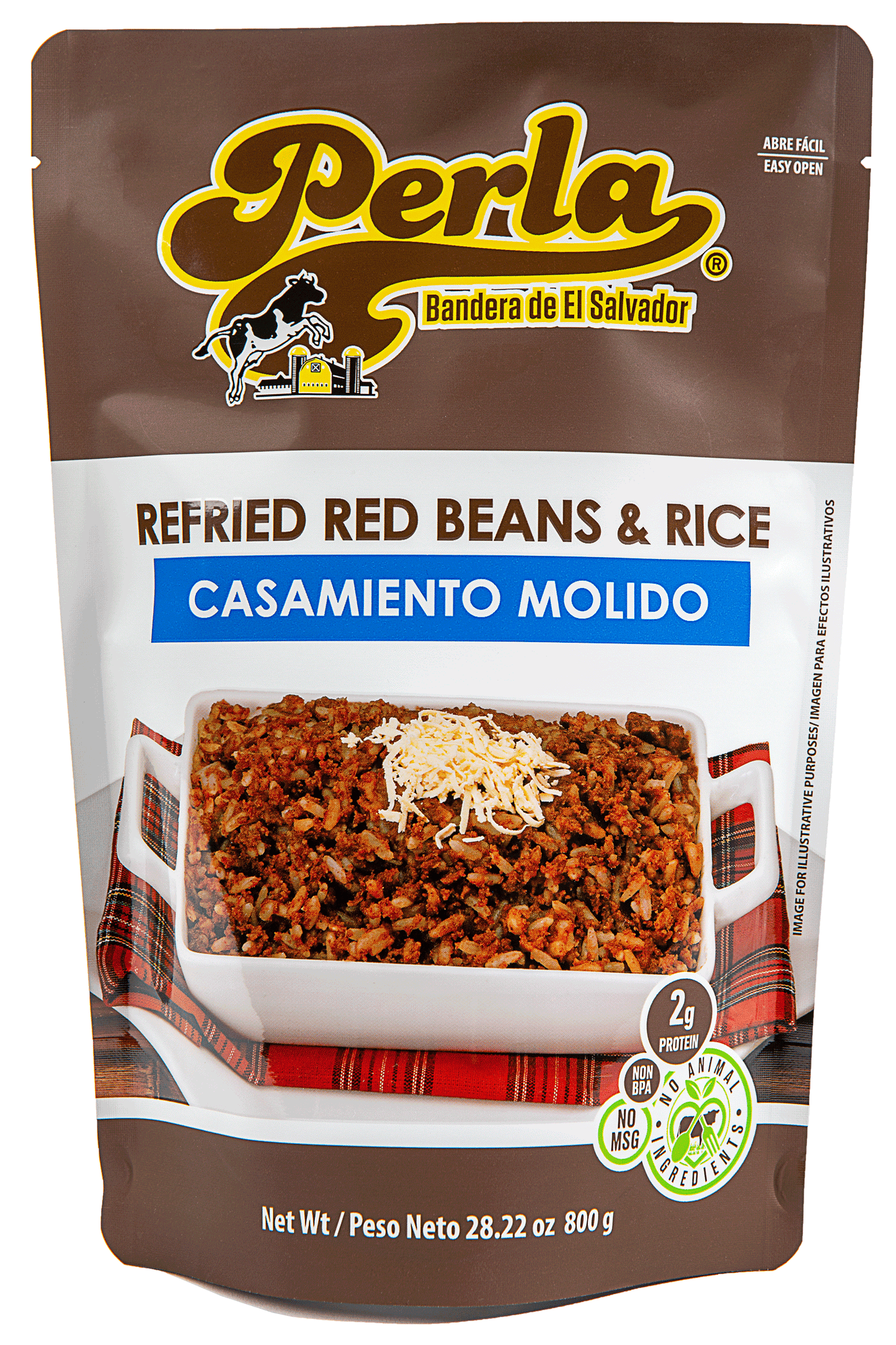 Perla Refried Red Beans & Rice (Casamiento Molido Salvadoreño) 28.22 oz, Single Pouch