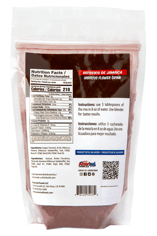 Perla Hibiscus Flower Drink (Refresco de Jamaica) 12 oz, Single Pouch