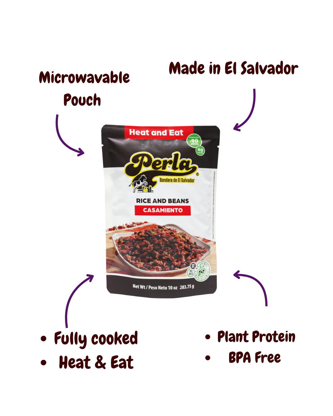 Perla Rice and Beans (Casamiento) 10 oz, Single Pouch