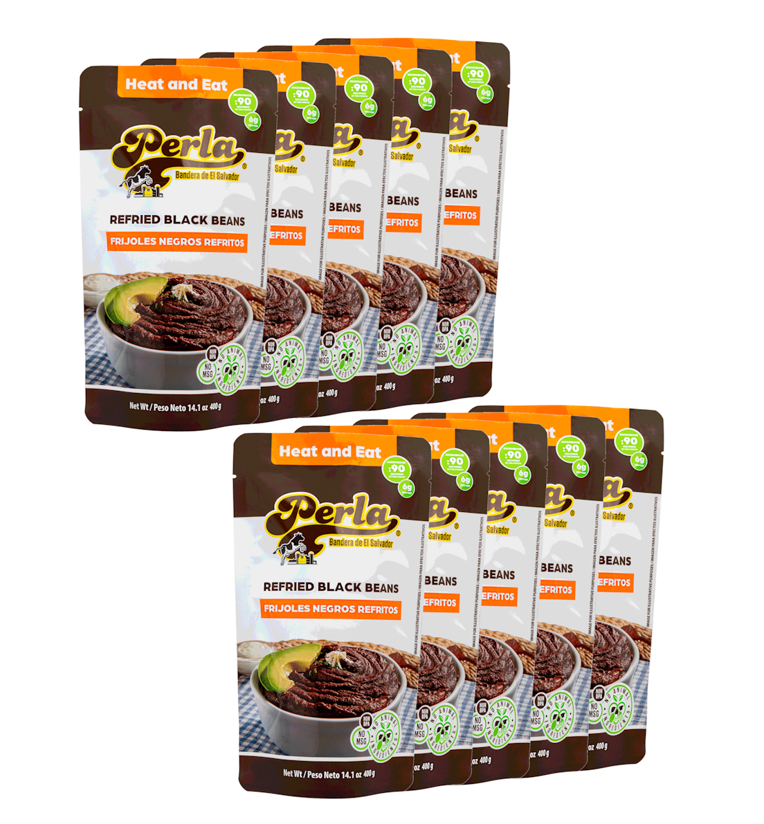 Perla Refried Black Beans (Frijoles Negros Refritos ) 14 oz - PACK OF 10