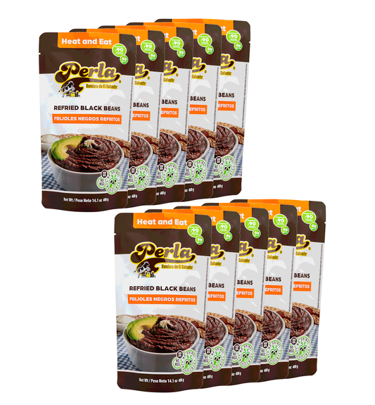 Frijoles NEGROS Refritos (Refried Black Beans) 14 oz, Pack of 10