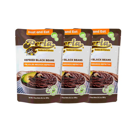 Perla Refried Black Beans (Frijoles Negros Refritos) 28 oz - PACK OF 3