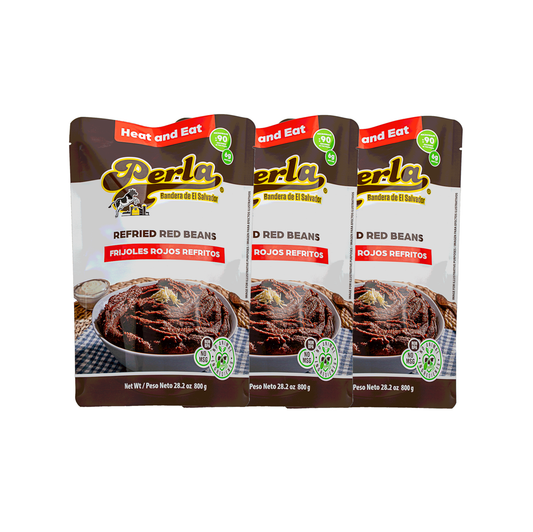 Perla Refried Red Beans (Frijoles Rojos Refritos) 28 oz - PACK OF 3