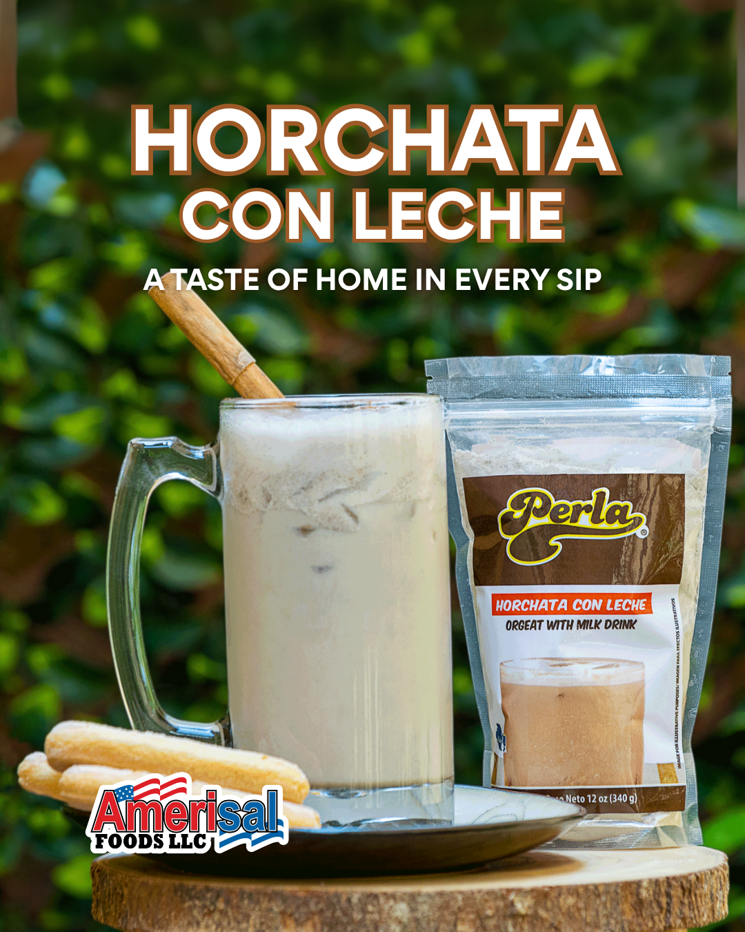 Perla Orgeat with Milk Drink Mix (Horchata con Leche) 12 oz, Single Pouch