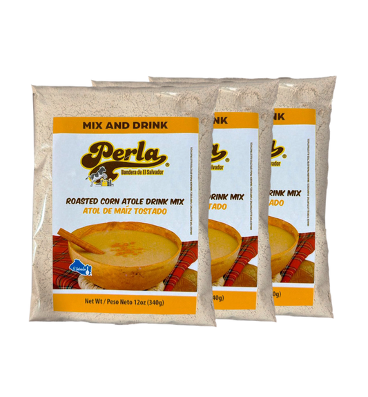 Perla Roasted Corn Drink Mix (Atol de Maiz Tostado) 12 oz, PACK OF  3
