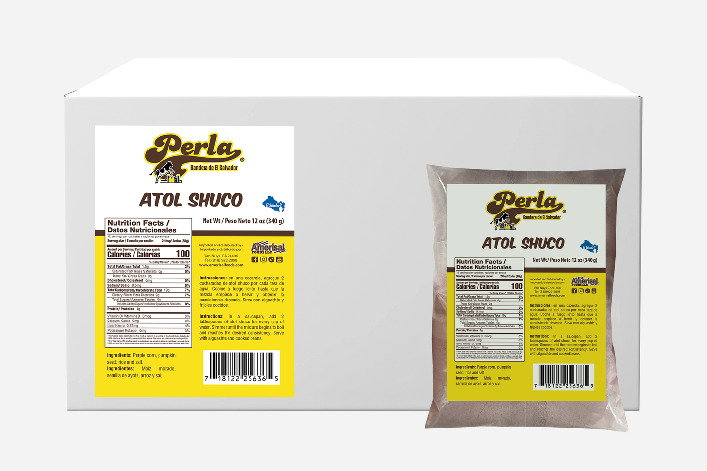 Perla Atol Shuco Drink Mix - 12 oz, Case of 20