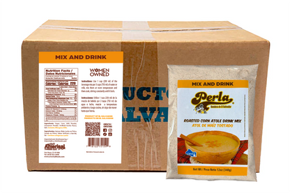 Perla Roasted Corn Drink Mix (Atol de Maiz Tostado) 12 oz, Case of 20