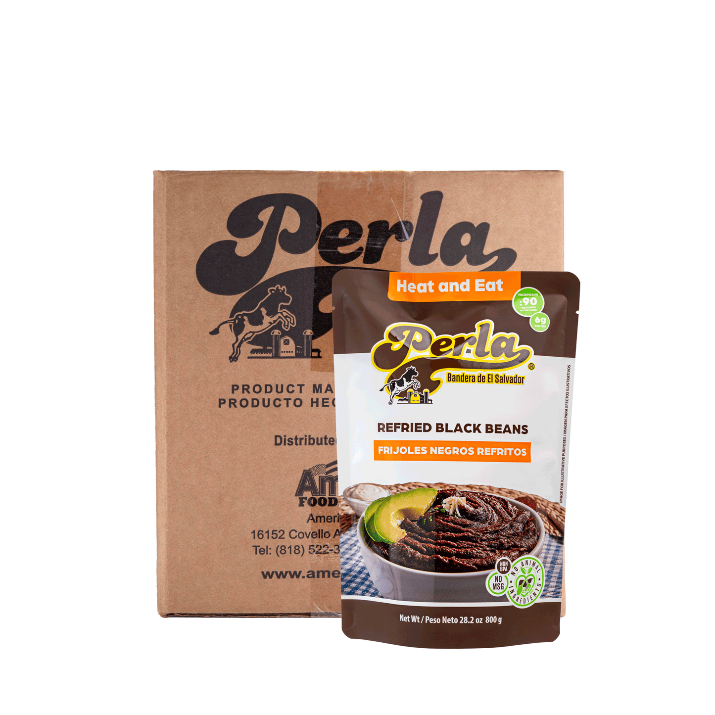 Perla Refried Black Beans (Frijoles Negros Refritos) 28.2 oz, Case of 12