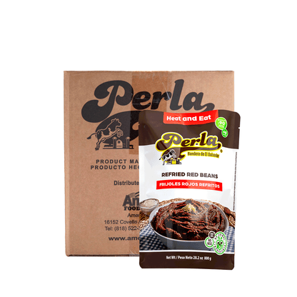 Perla Refried Red Beans (Frijoles Rojos Refritos) 28.2 oz, Case of 12