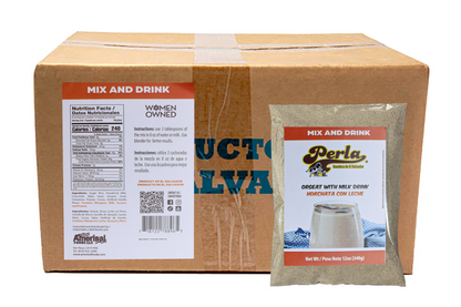 Perla Orgeat with Milk Drink Mix (Horchata con Leche) 12 oz, Case of 20