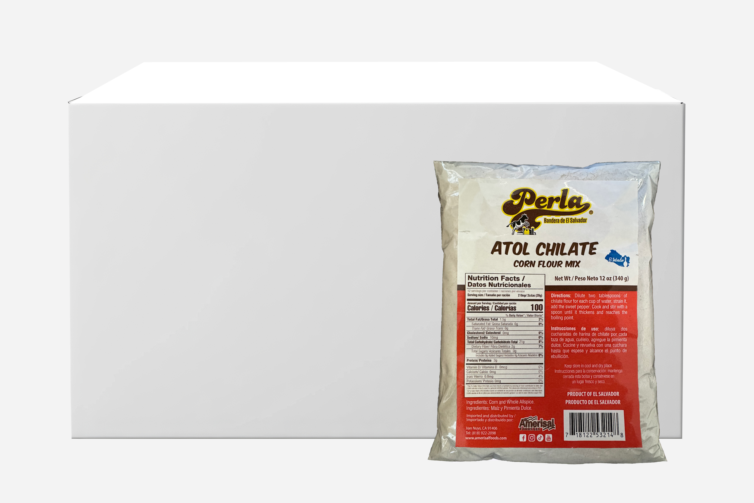 Perla Atol Chilate (Corn Flour Mix) l BOX  OF 3