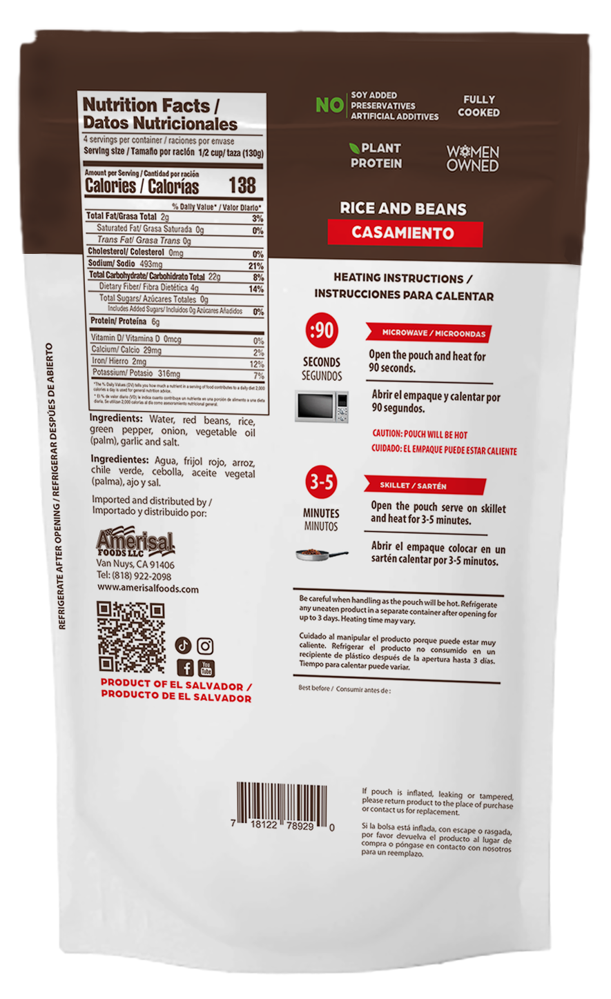 Perla Rice and Beans (Casamiento) 21.16 oz, Single Pouch