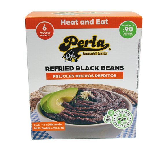 Perla Refried Black Beans (Frijoles Negros Refritos) 14 oz (Pack 6)