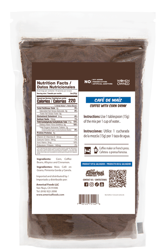 Perla Coffee with Corn Drink Mix (Cafe de Maiz) 12 oz, Single Pouch