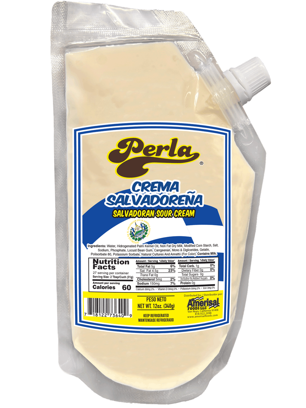 Perla Crema Salvadorena (Salvadoran Cream) 12oz Amerisal Foods LLC