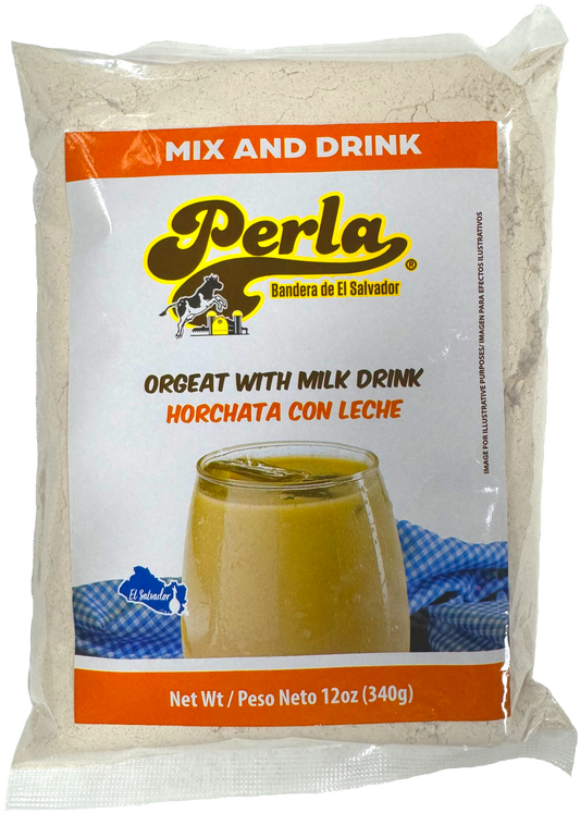 Perla Orgeat with Milk Drink Mix (Horchata con Leche) 12 oz, Single Pouch