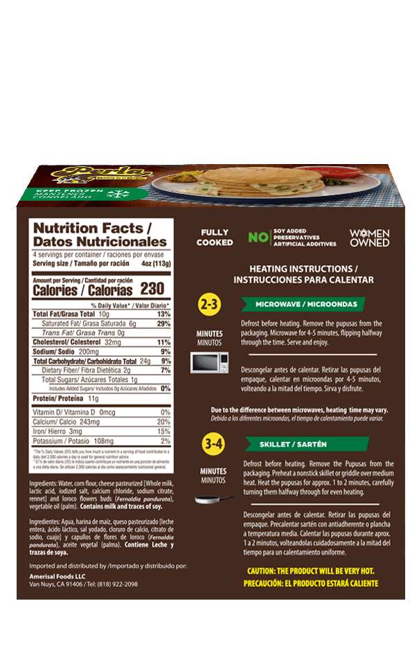 Perla Pupusas de Maiz con Queso y Loroco (Cheese and Loroco Corn Pupusas) 16 oz