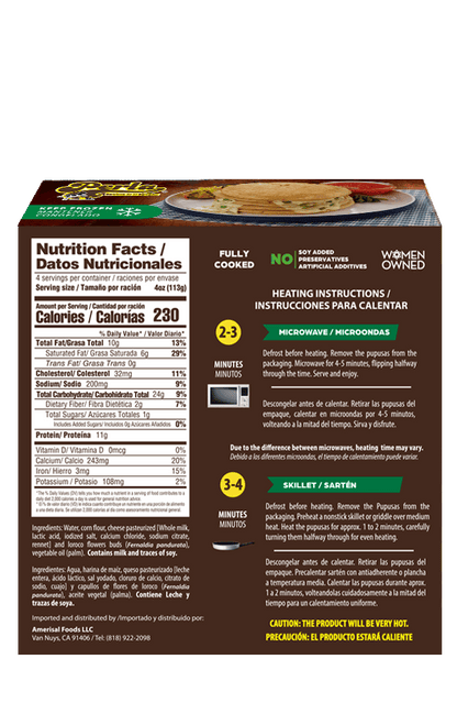 Perla Pupusas de Maiz con Queso y Loroco (Cheese and Loroco Corn Pupusas) 16 oz