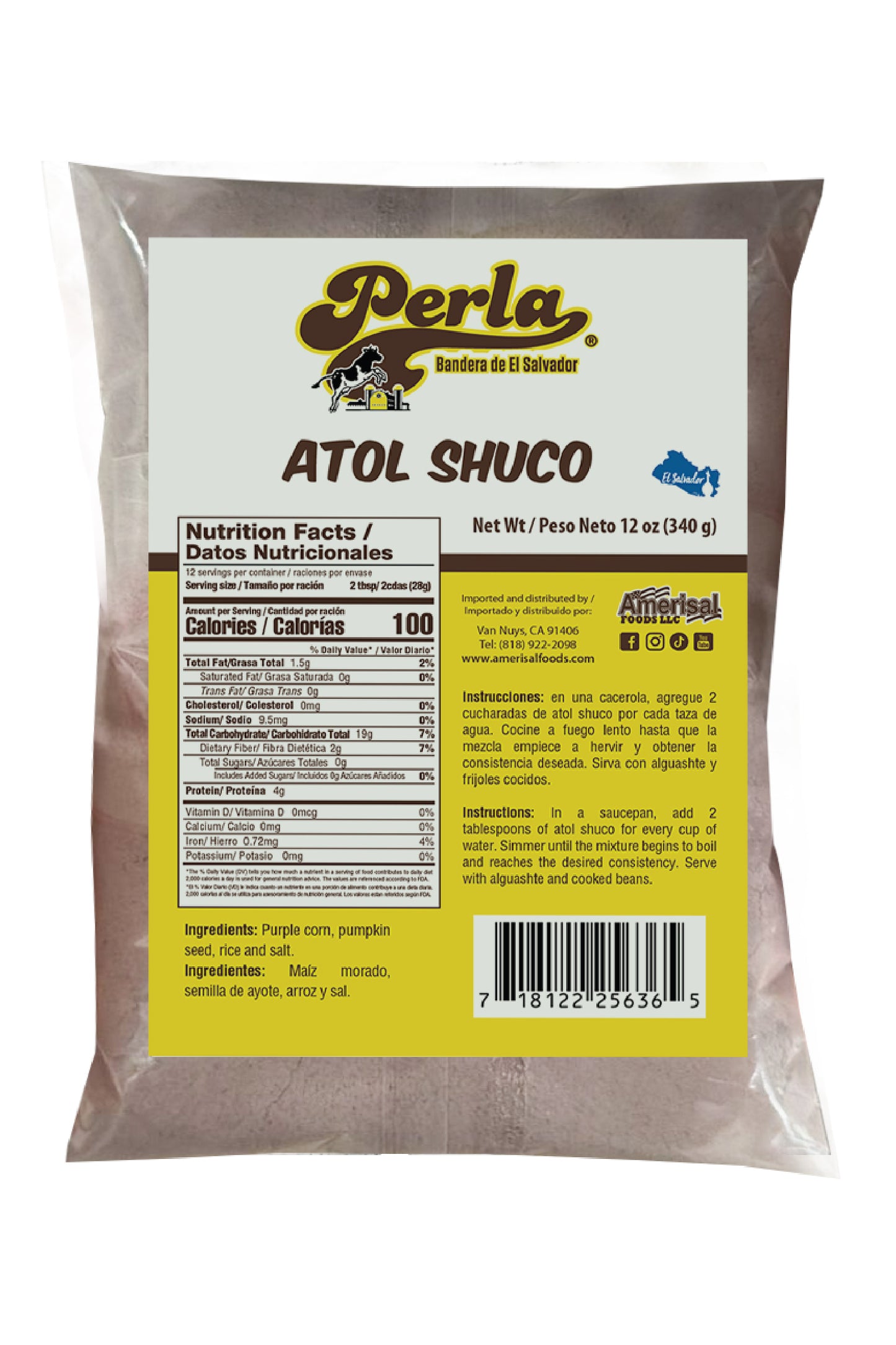 Perla Atol Shuco Drink Mix - 12 oz, Single Pouch