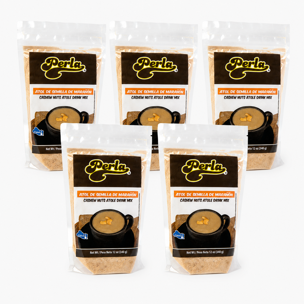 Perla Cashew Nuts Atole Drink Mix (Atol de Semilla de Maranon) 12 oz, PACK OF 5
