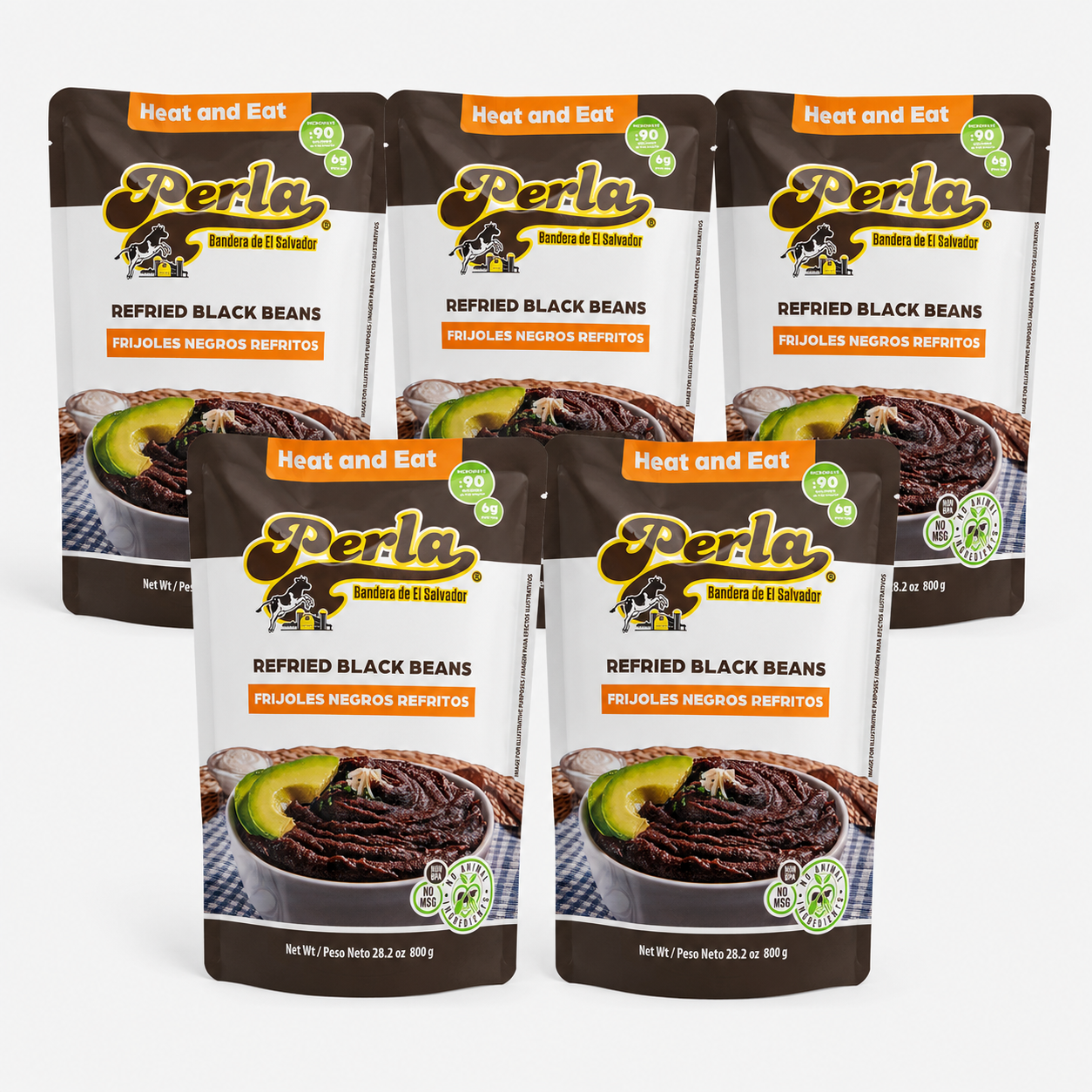 Perla Refried Black Beans (Frijoles Negros Refritos) 28.2 oz - PACK OF 5