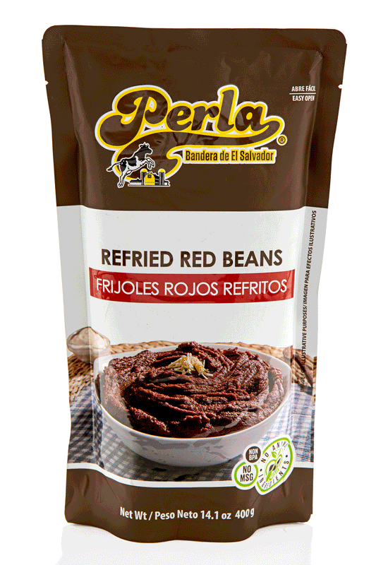 Perla Refried Red Beans (Frijoles Rojos Refritos) Single Pouch, 14 oz