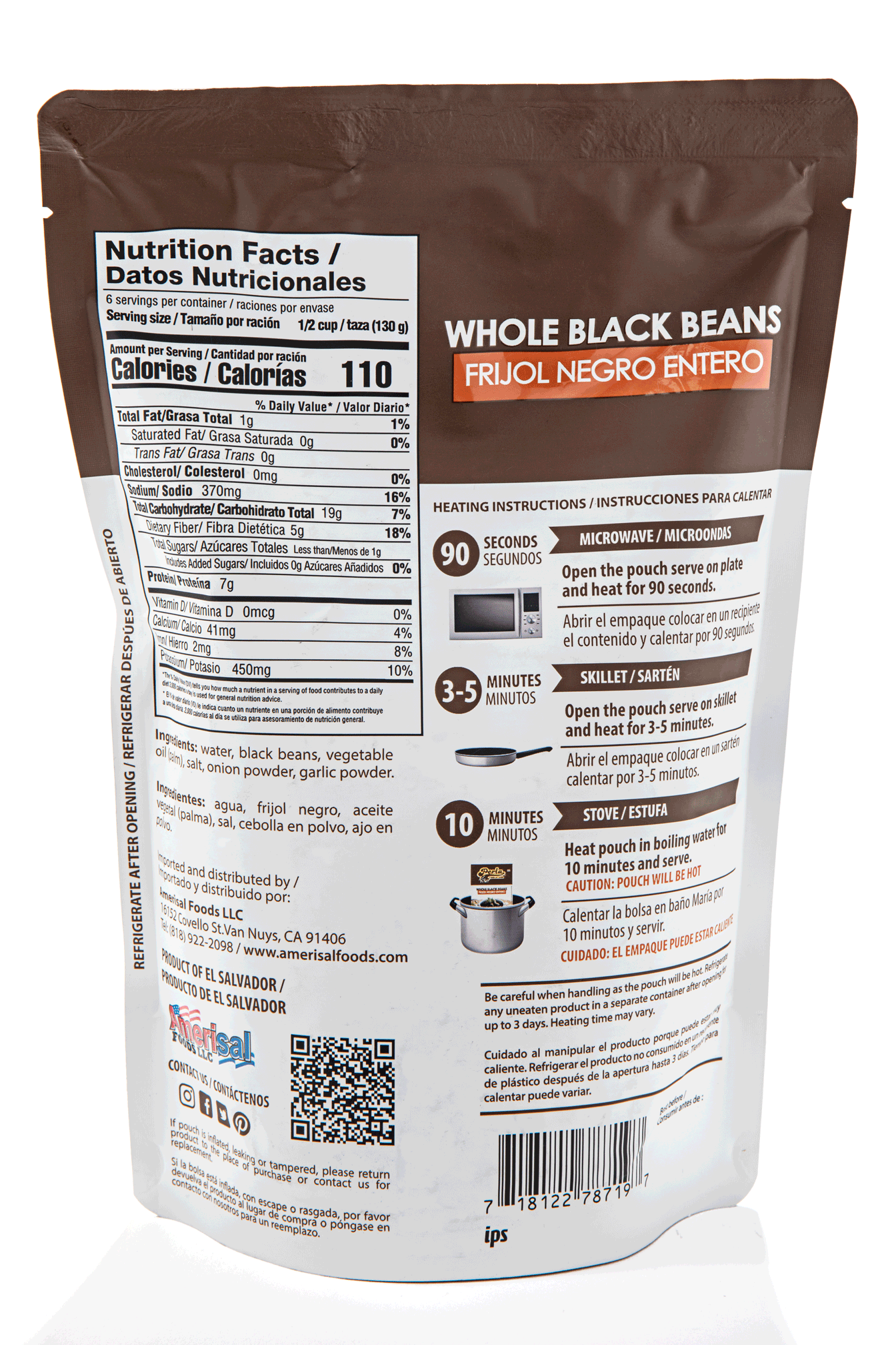 Perla Black Beans Soup, (Sopa de Frijol Negro Entero) Single Pouch, 28.2 oz