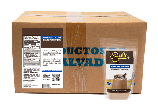 Perla Horchata Salvadoreña con Cafe (Orgeat with Coffee Drink) Case of 20 (12 oz each)