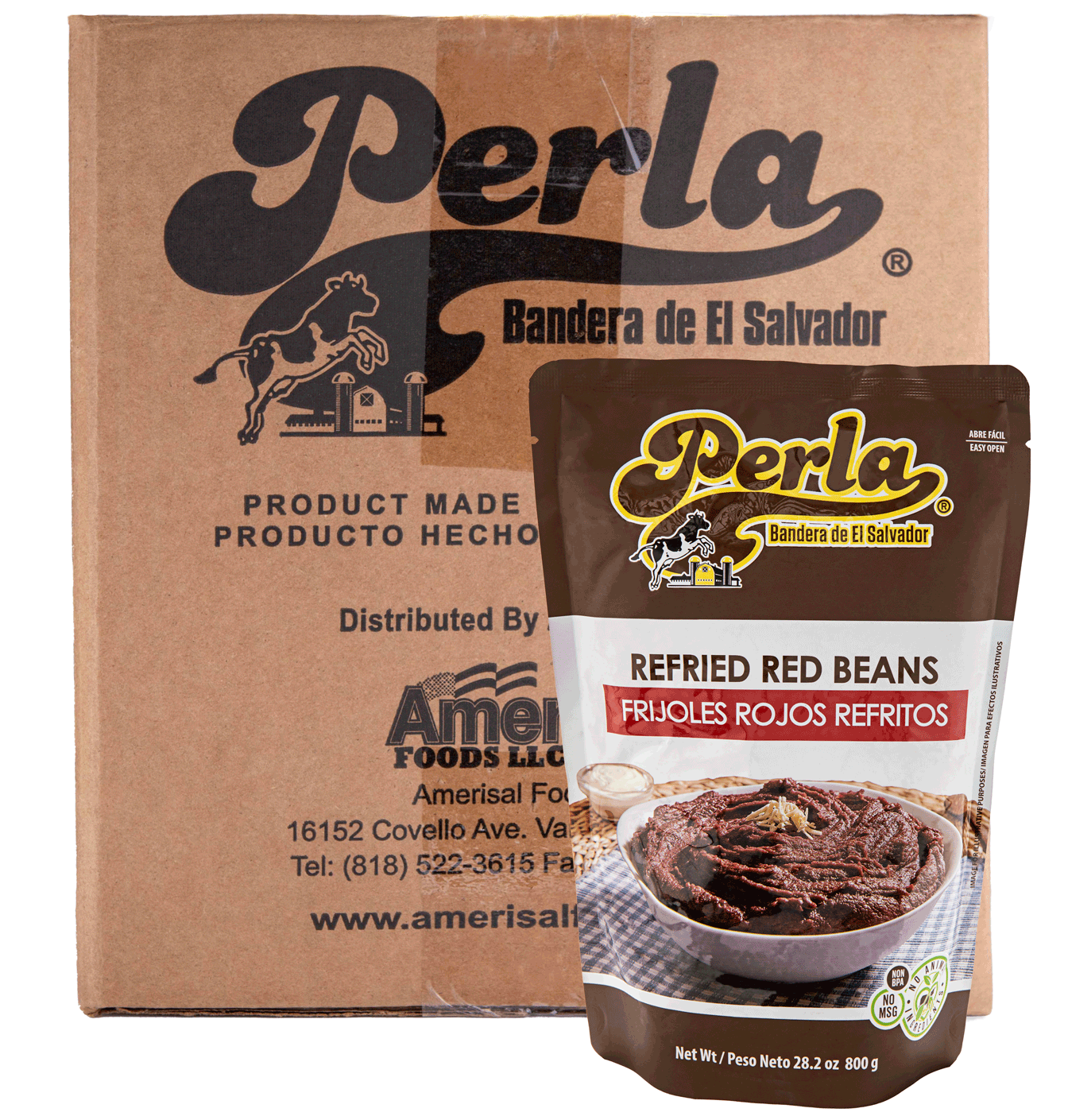 Perla Salvadoran Refried Red Beans - Case of 12 - (28 oz each)